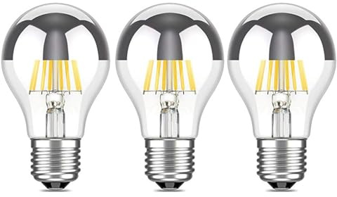 Vintage Retro Antique LED Filament Bulb A60 10W LED Light Bulb, Silver Bowl Tipped, E27 Base, Soft Warm White 2700K, 100W Equivalent, 85-265V, Pack of 3