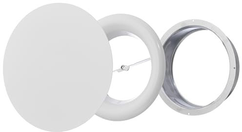 Steinberg14 Bouche VMC - 160mm Diffuseur Rond en Métal - Valve d'air Réglable au Plafond Mural - Clapet d'Alimentation et d'Extraction d'air - Grille d'aération - Blanc