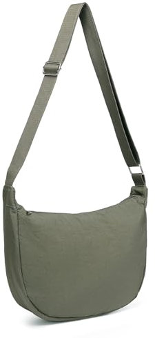 Miss Lulu Damen Halbmond Crossbody Schultertasche, Wasserdichte Nylon Umhängetasche mit Verstellbarem Gurt, Hobo Schultertasche für Freizeit & Reisen, Tragbare Halbmond-Tasche Umhängetasche