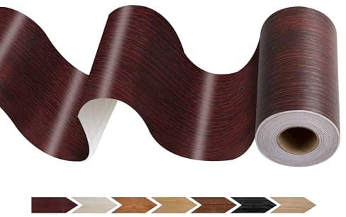 JUNART Wood Grain Repair Tape(10cm×1000cm), Self-Adhesive Waterproof Realistic Textured Repair Duct Tape for Tables, Baseboards, Doors, Windows, and Floors with Plastic Scraper(Red Rosewood)