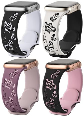 Fullmosa Bracelets Compatible avec Bracelet Apple Watch 42mm(Serie 10)/41mm/40mm/38mm Femme Bracelet Classic Papillon en Silicone Souple Bicolore pour iWatch Se Se 2 Serie 10 9 8 7 6 5 4 3 2 1