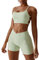 OBEEII Damen Sportanz�ge Jogginganzug Sport Sets 2 Teilig Workout Outfit Set Sports BH und Leggings Fitness Kleidung Set Gym Laufen Tennis Yoga Set Gr�n S