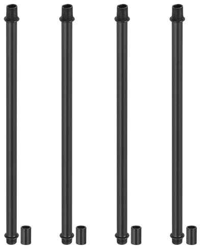 PATIKIL Kit Tige de Lampe à Tube Droit, 4 Ensemble M10 Acier au Carbone 250mm(9.84) Long Tige Filetée à Double Extrémité avec Écrous D'Accouplement Connecteur à Manchon, Noir