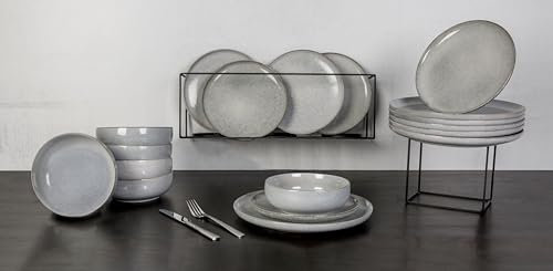 Cosy & Trendy - Vajilla de Gres Chiapas, gris, 18 piezas, 6 personas