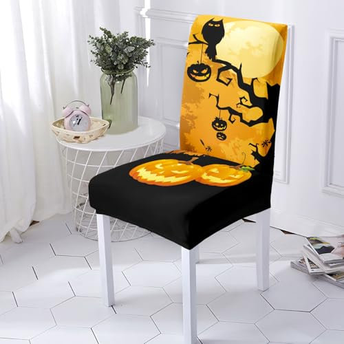 Stuhlhussen Gelb Schwarz Stuhlüberzug Weich Spandex Stuhlhussen Schwingstühle Stuhlbezug Waschbar Stuhl überzug Abnehmbare Stuhlbezüge mit Gummiband Hussen für Stühle Stuhlhussen 2er Set