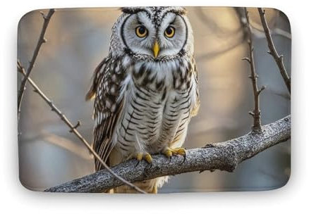 SLKMHFT Badematte mit rutschfester Unterseite, Eule auf einem Ast, bedruckt, saugfähiger Duschvorleger, Türvorleger, Badezimmerdekoration für Schlafzimmer, Küche, Büro, 40 x 60 cm