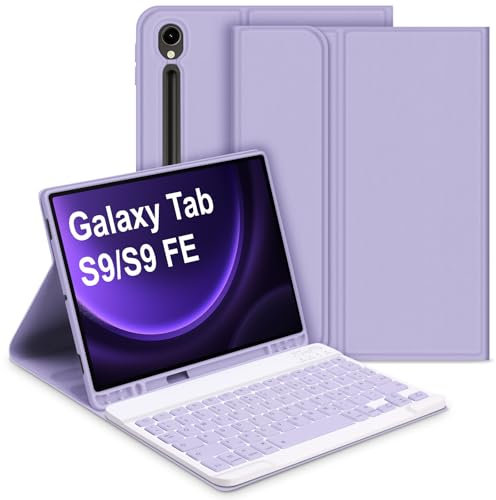 Bettdow für Samsung Galaxy Tab S10 Lite/S10 FE 10.9 2025 Tastatur Hülle, Deutsch QWERTZ Layout Abnehmbarer Tastatur mit Hülle für Galaxy Tab S10 Lite/S10 FE/S9 FE 10,9 Zoll/S9 11 Zoll, Lila