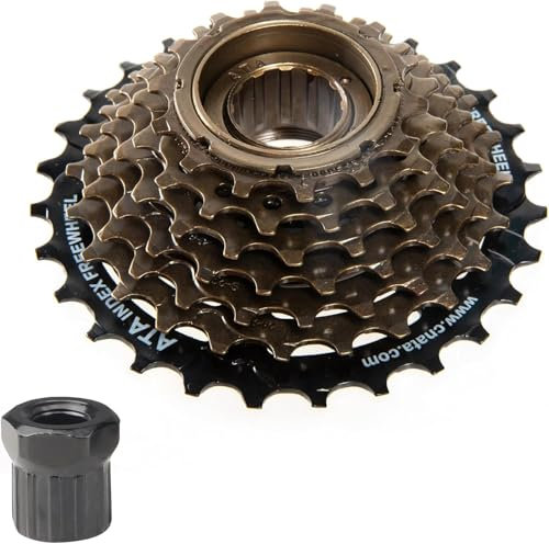 ZUKKA Bike Freewheel, 7-Fach Fahrrad Kassette 14-28T/13-28T Gänge Ritzel für Zähne Zahnkranz für Mountainbikes Rennräder Falträder MTB-Fahrradteil Braun