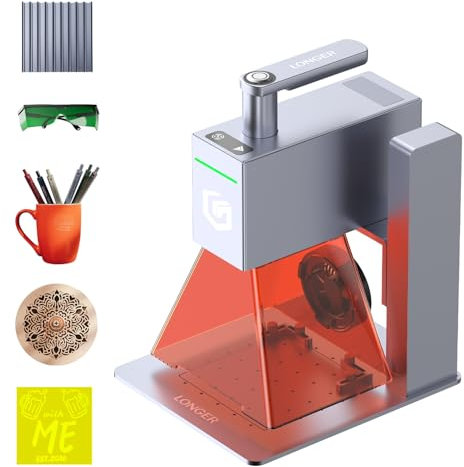 Longer Nano Tragbare Lasergravurmaschine – 5000 mm/s Hochgeschwindigkeit, 0,05 mm Präzision, geeignet für Holz, Acryl, Leder, Stoff, Metall, Keramik, Heimwerkerprojekte