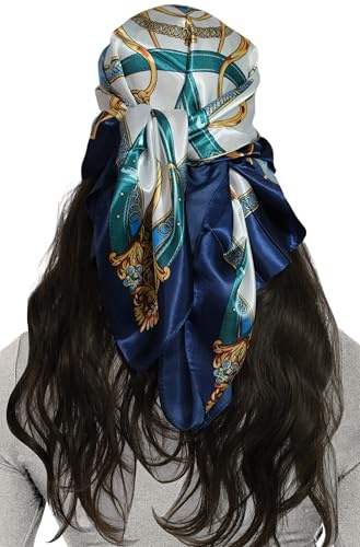 LEBOOBELL Damen Große Quadratisch Leopard Bandana Tuch Seiden 90x90cm Schals Kopftuch Haarschmuck Geschenk für Frauen
