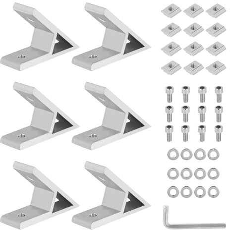 DBREAKS 6 Stück Aluprofil Verbinder 30x30 Winkel 45 Grad Befestigungsmaterial Innenwinkel, Aluminium Profil, Winkelverbinder Eckwinkel Halterung für 3D-Drucker, CNC-Router, DIY-Projekte(3030 45 Grad)