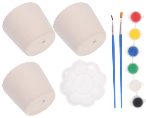 DIYEAH DIY Blank Flower Pot Painting Kit for Ceramic Planters with Tools Handcraft Art Material for S Creative Pottery and Home Plant Decoration