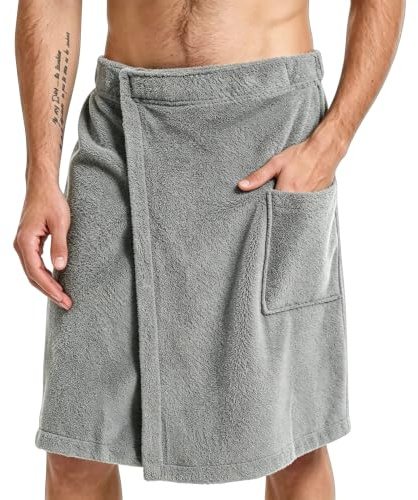 JazRvr Saunakilt Herren, Saunakilt, Sauna Kilt Männer, Saunahandtuch Herren, 60 X 150 cm, Baumwolle, Komfortabel Atmbar, Feuchtigkeitsabsaugend, Elastisch Und Frei Einstellbar (Grau)