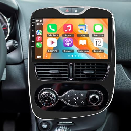 Radio para Coche Renault Clio 4 2012-2019 navegación Bluetooth, 9 Pulgadas Android 13 con CarPlay, Dispositivos de navegación Android Auto, GPS, WiFi, FM, RDS, SWC, DSP + Mic