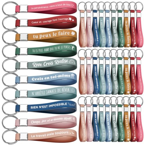 Yuecda Porte-clés inspirant, cadeau de remerciement, porte-clés en silicone, motivation porte clef lot, pour encourager les employés, les collègues, les adolescents, les enseignants
