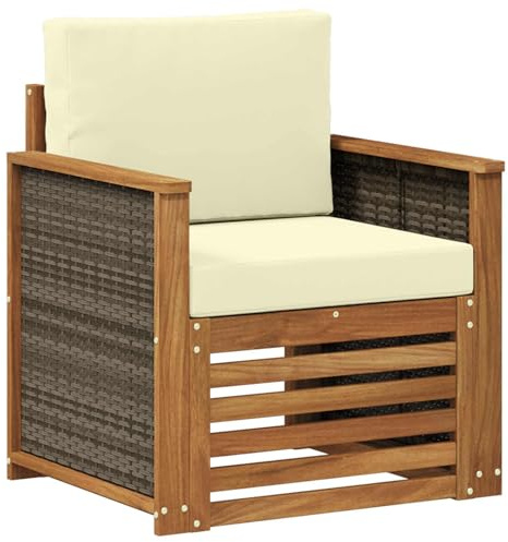 vidaXL Outdoor Mittelsofa Natur, Moderne Outdoor-Couch, modulare Möbel, wetterfestes Gartenlounge, Bequeme Terrassen-Sitzgruppe