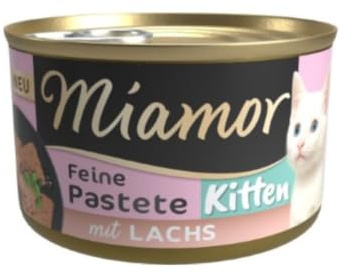 Miamor - Pastete Kitten | Nassfutter für heranwachsende Katzen mit natürlichem Taurin. Getreidefreies Alleinfutter in der Dose ohne Soja und künstliche Zusätze | 12x85g Lachs
