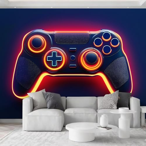 Arte Astratta Carta da Parati Panoramica 200L x 140H cm, Sci-Fi Gaming Gamepad Carta da Parati in Tessuto non tessuto Murale Arte - Blu Notte Poster Fotografico murale decorativo per Sala da Pranzo
