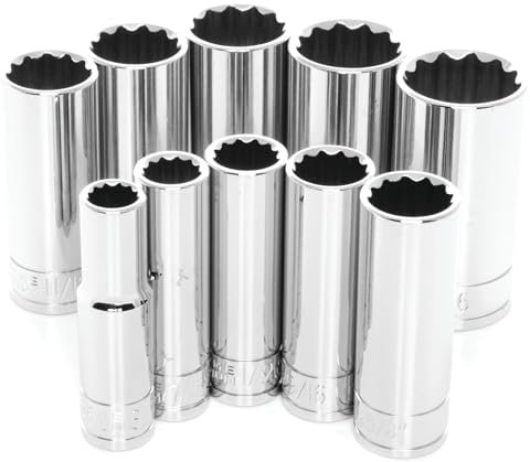 Performance Tool W38600 Werkzeug, 10-teilig, 3/8-Zoll-Antrieb, 12-kant, SAE tiefer Stecknuss