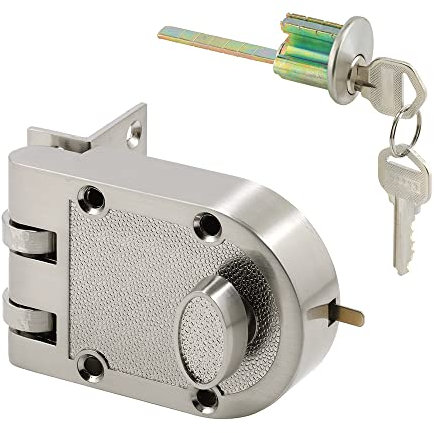 Prime-Line U 10817 Serrure à pêne dormant monocylindre moulé sous pression, nickel satiné, 1 pièce
