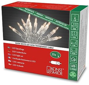 Konstsmide LED Minilichterkette, One String, mit Schalter, 35 warm weiße Dioden, 230V, Innen, transparentes Kabel - 6302-123, Warmweiß