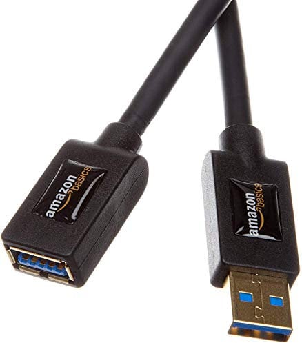Amazon Basics USB-A 3.0 to USB-A 2.0 Extension Cable, 4.8Gbps High-Speed, Male to Female Gold-Plated Connectors, 1 m, Black