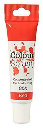 COLOUR SPLASH Food Colouring Gel Tube, Edible Ingredients, Highly Concentrated Gels, Easy to Use Squeezy Tubes, Transform Plain Cakes Into Bright, Eye-Catching Creations - Red 25g