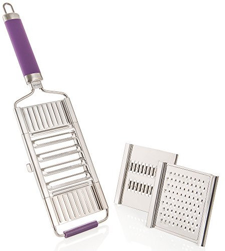 Muxels Gigant, affettaverdure Con 4 Lame, Con sostegno salvadita,per tagliare rapidamente le Verdure a Julienne, Con pratica grattugia per parmigiano Lila
