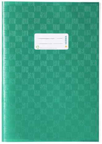 HERMA 7445 Heftumschläge A4 Bast Grün, 25 Stück, Hefthüllen mit Beschriftungsetikett & Baststruktur aus strapazierfähiger & abwischbarer Polypropylen-Folie, Heftschoner Set für Schulhefte, farbig