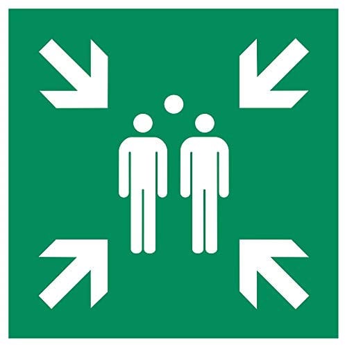 Dreifke® Schild Sammelstelle | Alu 40 x 40 cm | gemäß DIN EN ISO 7010 E007 ASR A1.3 | Fluchtweg Sammelpunkt Sammelplatz