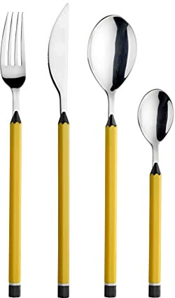 Pintinox Set 24 pz Matite, Posate Colorate, Acciaio Inox Nichel Free, Colore Giallo