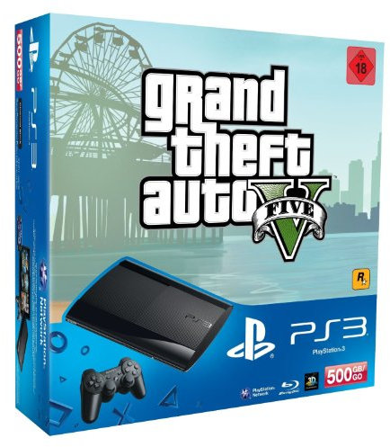 PlayStation 3 - Konsole Super Slim 500 GB (inkl. DualShock 3 Wireless Controller + GTA V)