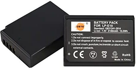 DSTE® 2X LP-E10 Wiederaufladbare Li-Ionen Batterie Akku für Canon EOS 1100D 1200D Rebel T3 T5 KISS X50 X70 Kamera