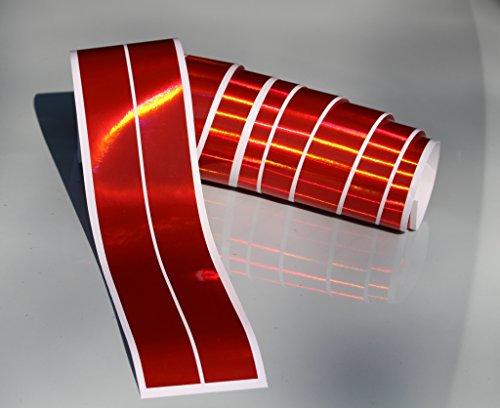 Chrom Hologramm Zierstreifen Folie Klebefolie Aufkleber Dekorstreifen KX008 (Hologramm Rot, 4Meter x 30mm)