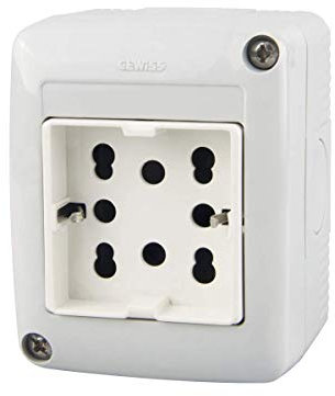 4box - Externa scatola da esterno IP40 2 moduli e completa di Side. Contenitore e Presa. Non necessita di adattatore. Installazione veloce