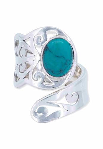 Ring 925 Silber Türkis Edelstein größenverstellbar echt Silber Damen Sterling Silber Geschenk (MRV-063-15)