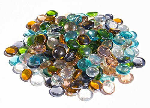 900g Glasnuggets transparent, ca.18-22 mm bunte Deko Mosaiksteine ca. 180St Dekosteine