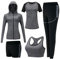 ZETIY Tute da Ginnastica Donna Set, 5 Pezzi Abbigliamento Sportivo Donna per Pilates Yoga Jogging Gym Workout Ginnastica Include Manica Lunga e Corta, Pantaloni, Reggiseno - Grigio - L