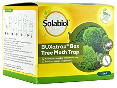 Solabiol Buxatrap Box Tree Moth Trap - Reusable Box - Tree Moth Biological Protection Trap - with Refillable 3 Month Pheromone Solution - Bux Protector Against Moths - Covers 180 SqM, Yellow