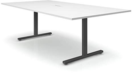 Weber Büro Easy Konferenztisch 240x120 cm Weiß mit ELEKTRIFIZIERUNG Besprechungstisch Tisch, Gestellfarbe:Anthrazit