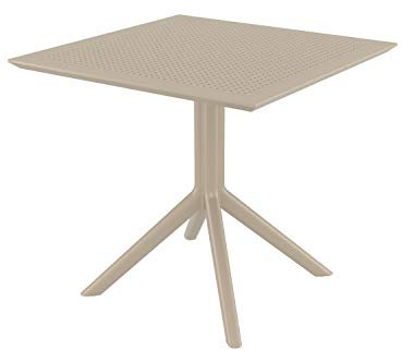 CLP Tisch Sky 80 x 80 cm I Gartentisch wetterfest und UV-beständig I Eckiger Balkontisch aus langlebigem Polypropylen, Farbe:Taupe