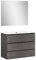 Baikal | Conjunto Completo de Mueble de Baño Suspendido a la Pared con Lavabo Cerámico y Espejo | Tres Cajones, Cierre Amortiguado, Melamina 16mm | Mueble MONTADO | Ceniza | 100cm