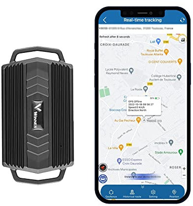 Winnes Localizador GPS para Coche rastreador GPS Modo de Reposo ultralargo Seguimiento magnético en Tiempo Real, antirrobo, para Coche camión y Motocicleta Fuerte Versión Magnética GPS Tracker