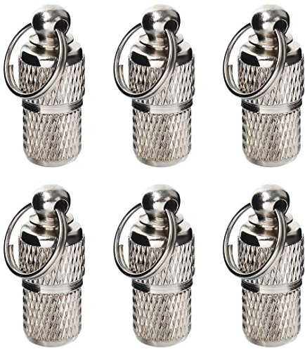 AMATHINGS Adressanhänger Hund (2,5 cm Länge – 6 Stück – Silber) – Halsband Anhänger für Haustiere mit Zettel zum Beschriften – Wasserdichte Anhänger Hundehalsband mit Schraubverschluss