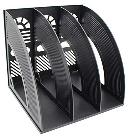 WJYLM Fichier Magazine Support de fichier, 4 Compartiments collecteur de Catalogue Amovible Dossier,pour Les journaux Documents de Stockage, Organisateur Livres de Bureau Plastique,Noir,Triple