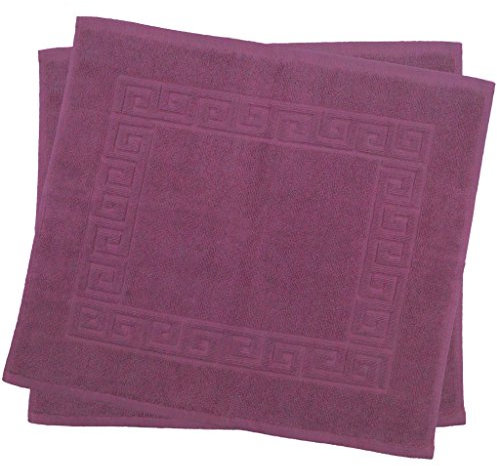 Julie Julsen 2er Pack 50 x 40 cm Badvorleger in Premium Qualität 900 gm2 in aktuellen Farben und 4 Größen aus Baumwolle Badematte Badteppich Duschvorleger Design Spirale Lila