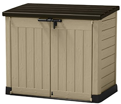 Koll Living Garden Mülltonnenboxen von 848- bis 2020 Liter wählbar - aus Wetter- & UV-festem Kunststoff - mit Gasdruckfedern und Belüftungsystem (Typ 4-1200 Liter - beige/braun)