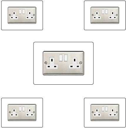 5X Double Socket Surround, Acrylic Back Panel or Plate, Protect Wall from Finger Prints, Font Colour:White