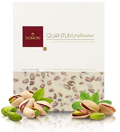 Domori Quantum Tavoletta Di Cioccolato Bianco E Pistacchi Interi Tostati E Salati, 500 Grammi