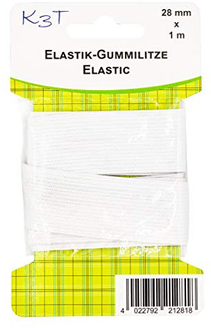 K3T Elastik Gummilitze/Gummiband, 28 mm x 1 m, Farbe weiß, Art.Nr. 81281-K3T